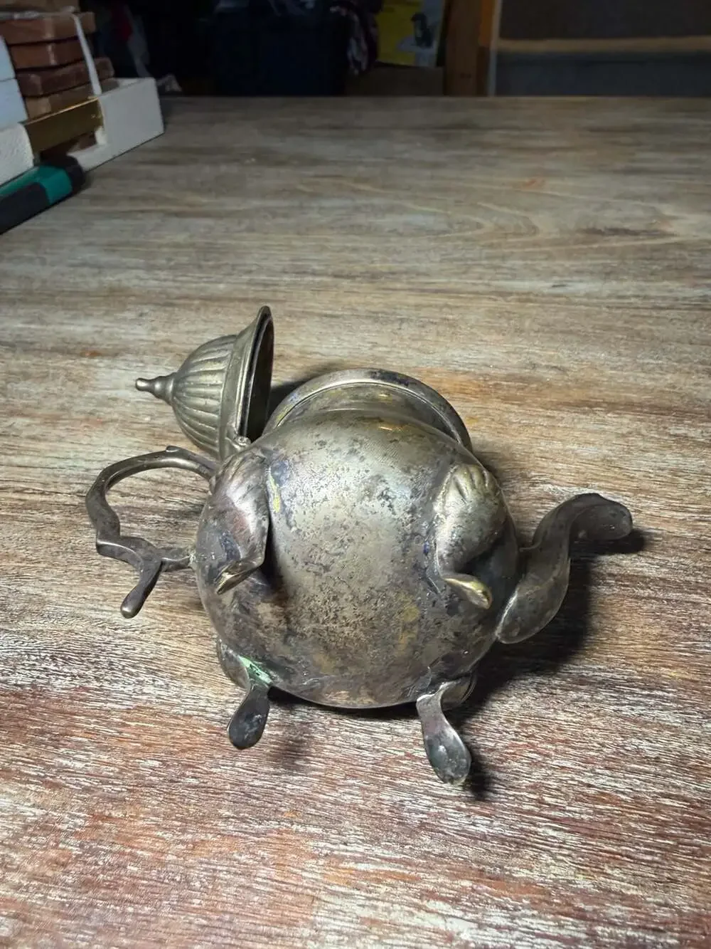 Vintage Silver-Plated Miniature Teapot Candle Holder